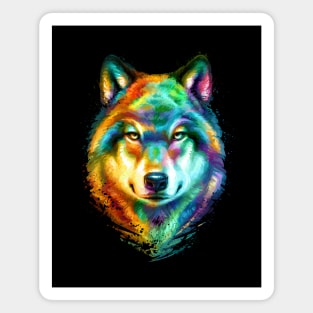 Wolf Face Colorful Painting Magnet